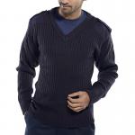 Beeswift Acrylic Mod V-Neck Sweater Navy Blue 2XL BSW00700