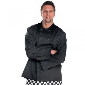 Beeswift Chefs Long Sleeve Jacket Stud Fastening Black XL BSW01069