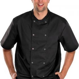 Beeswift Chefs Short Sleeve Jacket with Stud Fastening Black L BSW01085
