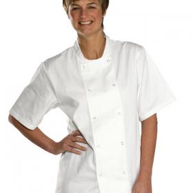 Beeswift Chefs Short Sleeve Jacket with Stud Fastening White S BSW01093