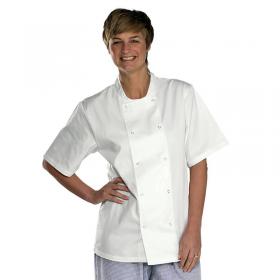 Beeswift Chefs Short Sleeve Jacket with Stud Fastening White S BSW01093