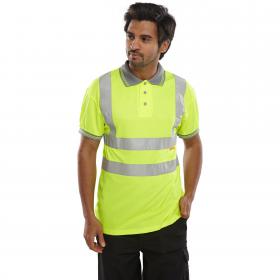 Beeswift High Visibility Short Sleeve Polo Shirt BSW01173 Large Unisex Yellow
