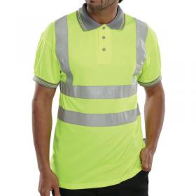 Beeswift High Visibility Short Sleeve Polo Shirt Saturn Yellow M BSW01174