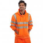 Beeswift Zip Up Hooded High Visibility Sweatshirt Orange XL BSW02895