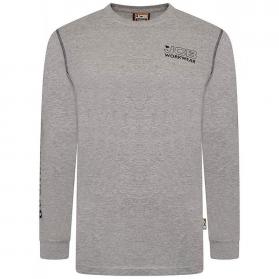 JCB Workwear Banner Long Sleeve Tshirt Grey L JCBBTG-L BSW03491