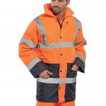 Beeswift Two Tone High Visibility Traffic Jacket Orange/Navy Blue L BSW06183