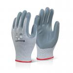 Beeswift Nitrile Foam Nylon Gloves Grey 8 NFNG08 BSW11581