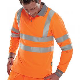 Beeswift Hi Vis Long Sleeve Polo Shirt Orange Medium BPKSLSENORM BSW11602