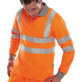 Beeswift Hi Vis Long Sleeve Polo Shirt Orange Large BPKSLSENORL BSW11603