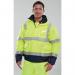 Beeswift Two Tone High Visibility Bomber Jacket with Concealed Hood Saturn Yellow/Navy Blue XS BSW12911