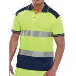 Beeswift PK Two Tone High Visibility Short Sleeve Polo Shirt Saturn YellowNavy Blue M BSW13542