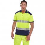 Beeswift PK Two Tone High Visibility Short Sleeve Polo Shirt Saturn Yellow/Navy Blue 2XL BSW13545