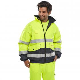 Beeswift Europa High Visibility Bomber Jacket Saturn Yellow/Navy Blue M BSW13998