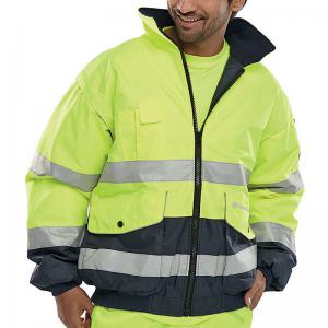 Beeswift Europa High Visibility Bomber Jacket Saturn YellowNavy Blue