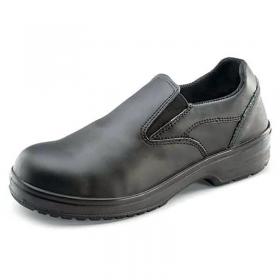 Beeswift Ladies Dual Density PU S1 Slip On Shoe 1Pr Black 7 CF12BL07 BSW19487