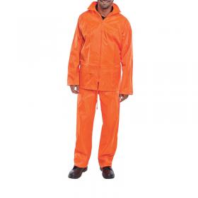 Beeswift Nylon B-Dri Weatherproof Suit Jacket and Trouser Pack Orange Large BSW20324