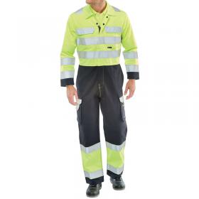 Beeswift ARC Flash High Visibility Coverall Saturn YellowNavy Blue 42 CARC7SYN42 BSW22601