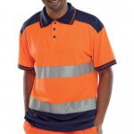 Beeswift PK Two Tone High Visibility Short Sleeve Polo Shirt Orange/Navy Blue XS BSW23227