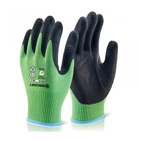 Beeswift Kutstop Microfoam Nitrile Gloves Cut Level 5 Green L KS15L BSW23317
