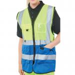 Beeswift High Visibility Two Tone Executive Waistcoat Saturn YellowRoyal Blue 6XL HVWCTTSYR6XL BSW23662