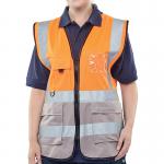 Beeswift High Visibility Two Tone Executive Waistcoat OrangeGrey L HVWCTTORGYL BSW24483