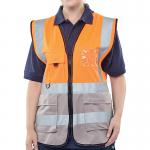 Beeswift High Visibility Two Tone Executive Waistcoat OrangeGrey 2XL HVWCTTORGY2XL BSW24485