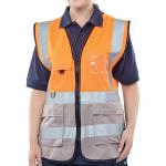 Beeswift High Visibility Two Tone Executive Waistcoat OrangeGrey 3XL HVWCTTORGY3XL BSW24486