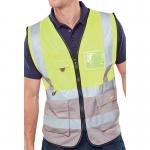 Beeswift High Visibility Two Tone Executive Waistcoat Saturn Yellow/Grey M BSW24508