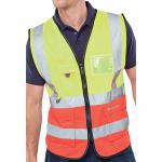 Beeswift High Visibility Two Tone Executive Waistcoat Saturn Yellow/Red M BSW24518