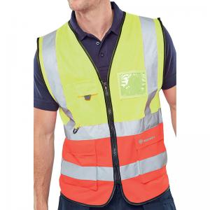 Beeswift High Visibility Two Tone Executive Waistcoat Saturn YellowRed