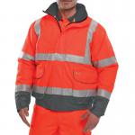 Beeswift Two Tone High Visibility Bomber Jacket with Concealed Hood RedGrey 3XL BSW24648