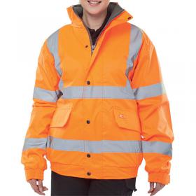 Beeswift High Visibility Fleece Lined Bomber Jacket Orange Large BSW24704