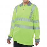 Beeswift High Visibility Executive Long Sleeve Polo Shirt Saturn Yellow XL BSW24763