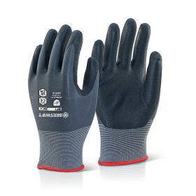 Beeswift Nitrile PU Mix Coated Gloves BlackGrey XS BSW24773