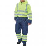 Beeswift Two Tone Hi Visibility Thermal Waterproof Coverall Saturn YellowNavy Blue S BD900SYNS BSW25117