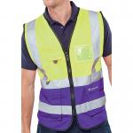 Beeswift High Visibility Two Tone Executive Waistcoat Saturn Yellow/Purple M BSW31305