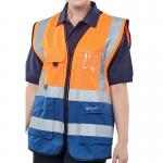 Beeswift High Visibility Two Tone Executive Waistcoat OrangeNavy Blue S HVWCTTORNS BSW33121