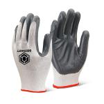 Beeswift Nitrile P/C Polyester Gloves (Pack of 10) Grey S BSW33458