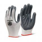 Beeswift Nitrile PC Polyester Gloves Grey Medium (Pack of 10) EC7NGYM BSW33460