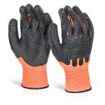 Beeswift Cut Resistant Fully Coated Impact Gloves 1 Pair Orange L BSW33959