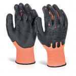 Beeswift Cut Resistant Fully Coated Impact Gloves 1Pr Orange L GZ61ORL BSW33959