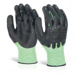 Beeswift Cut Resistant Fully Coated Impact Gloves 1 Pair Green S BSW33964