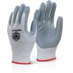 Beeswift Nitrile Foam Polyester Gloves (Pack of 10) Grey S BSW34139