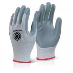 Beeswift Nitrile Foam Polyester Gloves Grey Medium (Pack of 10) EC6NGYM BSW34140