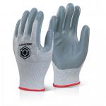 Beeswift Nitrile Foam Polyester Gloves Grey Large (Pack of 10) EC6NGYL BSW34141