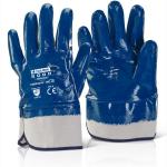 Beeswift Nitrile Safety Cuff Fully Coated Heavy Weight Gloves (Pack of 10) Blue 09 BSW34351