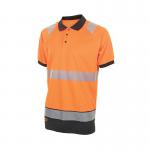 Beeswift High Visibility Two Tone Short Sleeve Polo Shirt OrangeBlack Large BSW34383