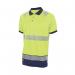 Beeswift High Visibility Two Tone Short Sleeve Polo Shirt Saturn YellowNavy Medium BSW34391