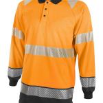 Beeswift High Visibility Two Tone Long Sleeve Polo Shirt Orange/Black 4XL BSW34396