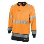 Beeswift High Visibility Two Tone Long Sleeve Polo Shirt Orange/Black S BSW34399